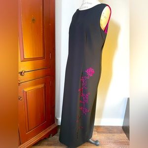Size 14 Black Pink Rose Dress